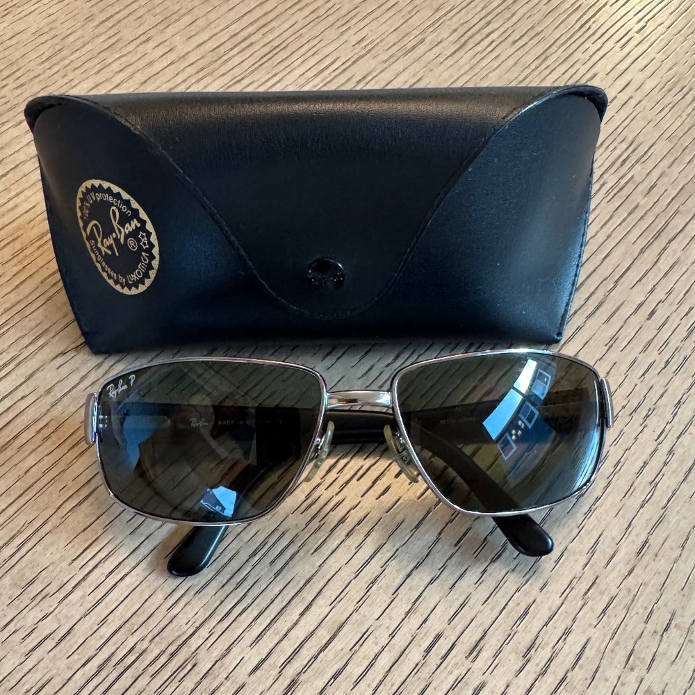 RAY BAN RB3189 LEATHER II 004/9A 61[]16 3P POLARIZED SUNGLASSES Italian Made